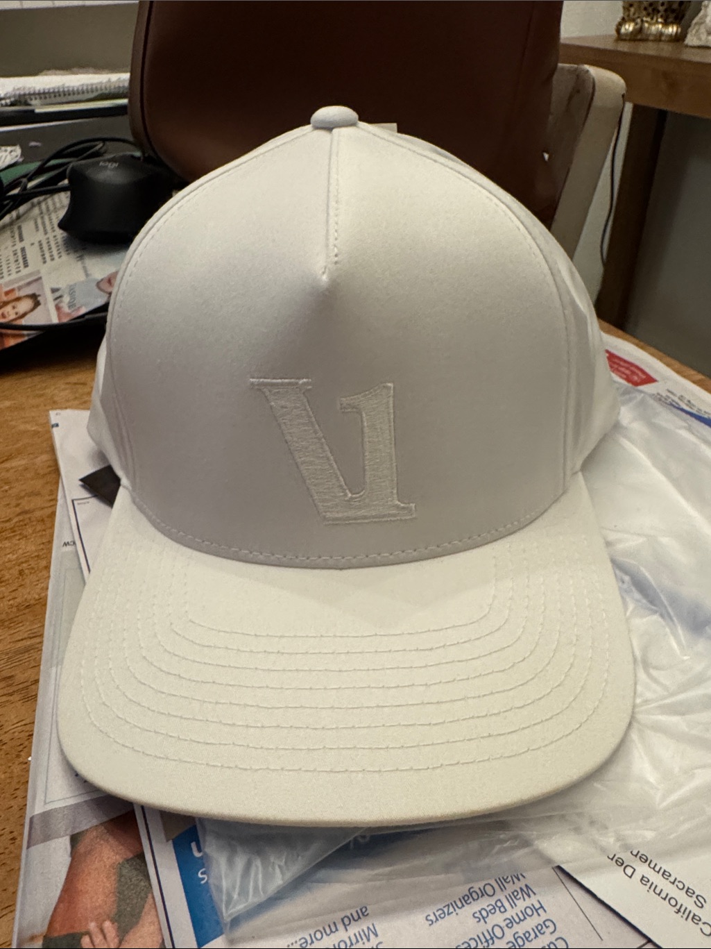 Vuori White V Logo Baseball Cap